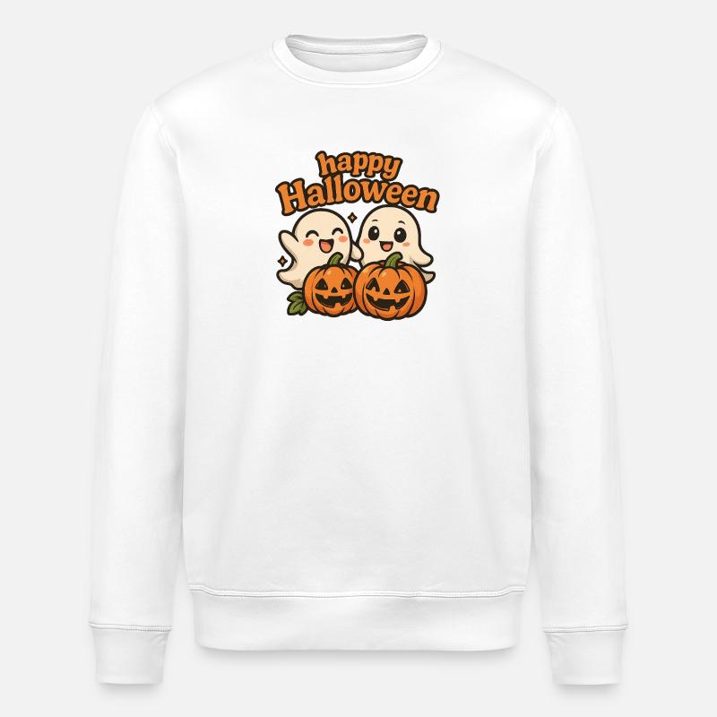 Niedliche Geister Halloween Design - Stanley/Stella Unisex Bio-Sweatshirt ROLLER - Weiß