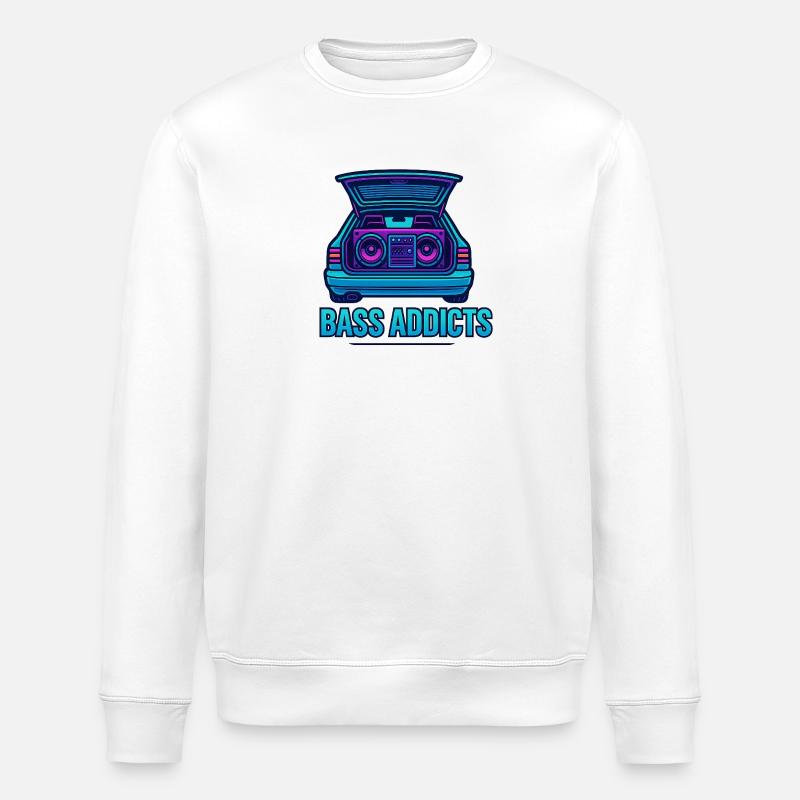 Retro Ghettoblaster Bass Addicts Design - Stanley/Stella Unisex Bio-Sweatshirt ROLLER - Weiß