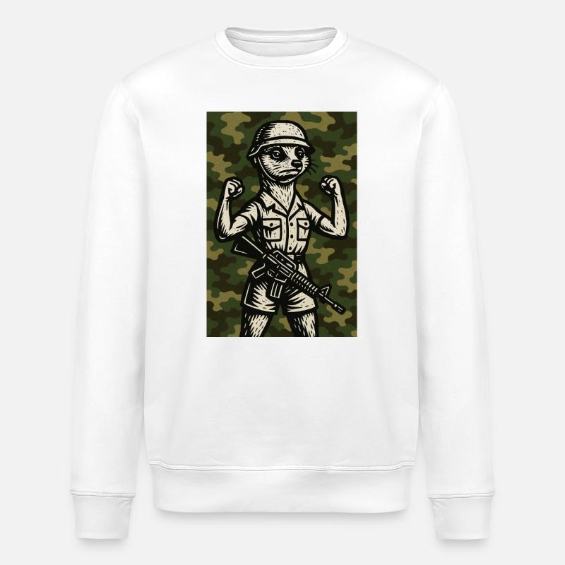 erdmännchen comic helden - Stanley/Stella Unisex Bio-Sweatshirt ROLLER - Weiß