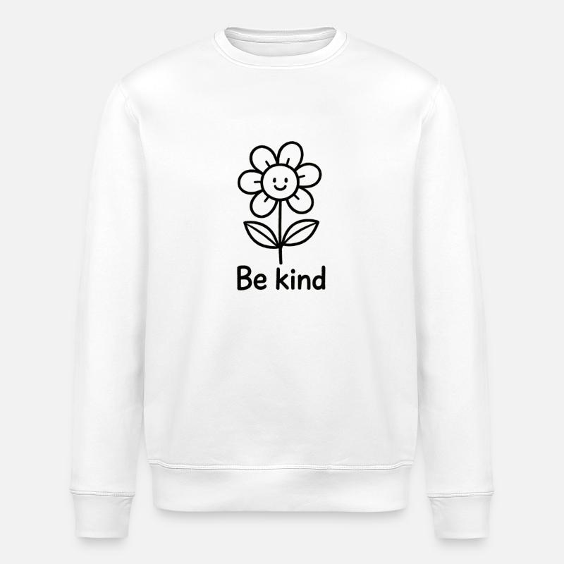 Fröhliche Blume mit Botschaft - Stanley/Stella Unisex Bio-Sweatshirt ROLLER - Weiß