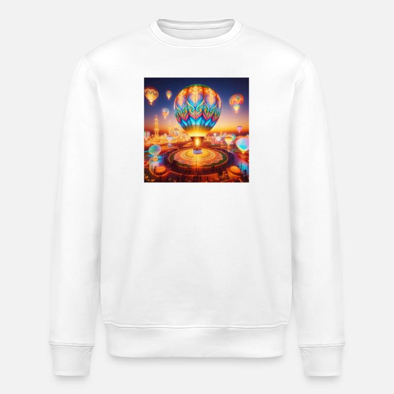 Ätherischer lumineszierender Heißluftballon - Stanley/Stella Unisex Bio-Sweatshirt ROLLER - Weiß