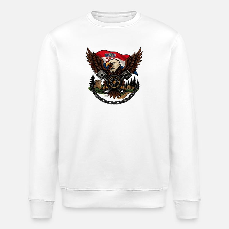 Croatian Imperial Crusader Eagle - Stanley/Stella ROLLER Unisex Organic Sweatshirt - white