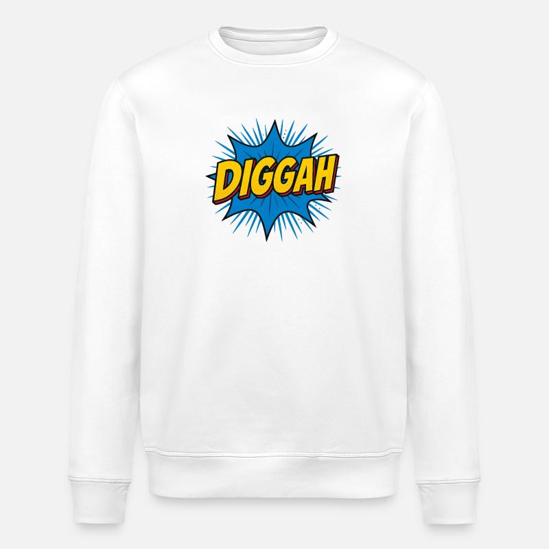 Comic-Style Dugout Schlagtext - Stanley/Stella Unisex Bio-Sweatshirt ROLLER - Weiß