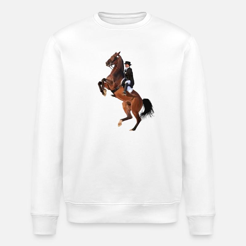 Eleganter Reiter auf Springendem Pferd - Stanley/Stella Unisex Bio-Sweatshirt ROLLER - Weiß