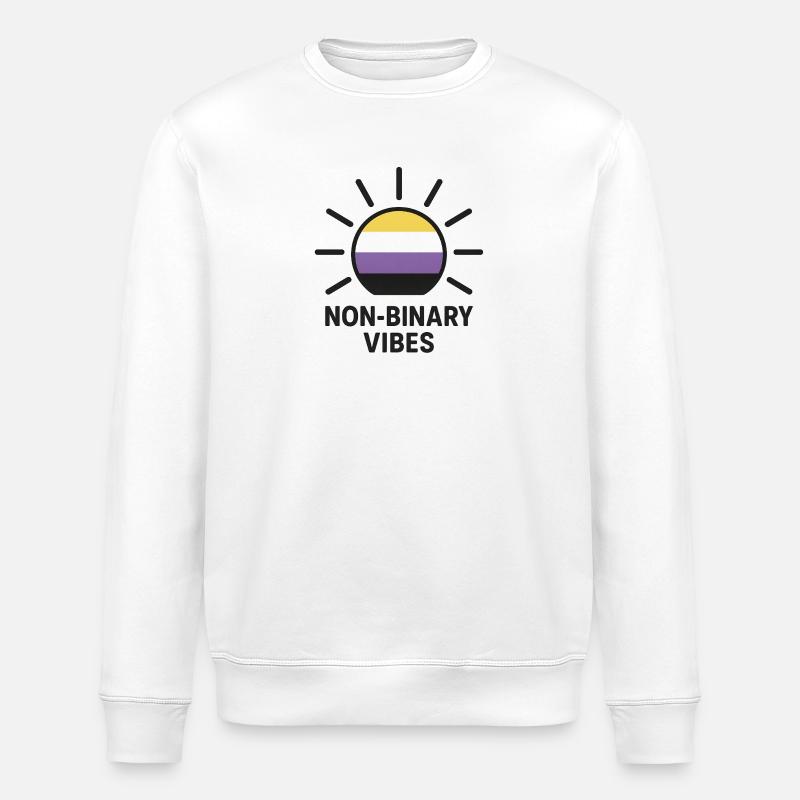 Non-Binary Vibes Sun Logo - Stanley/Stella ROLLER Unisex Organic Sweatshirt - white
