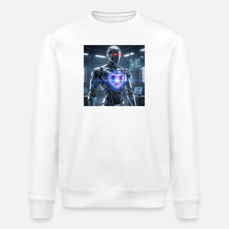 Futuristic robot with light effect - Stanley/Stella ROLLER Unisex Organic Sweatshirt - white