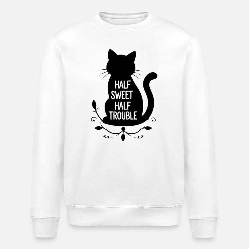 Halb süß halb Ärger Schwarze Katze - Stanley/Stella Unisex Bio-Sweatshirt ROLLER - Weiß