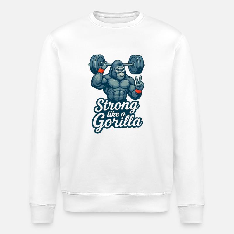Strong like a gorilla - Sweat bio ROLLER Stanley/Stella Unisexe - blanc