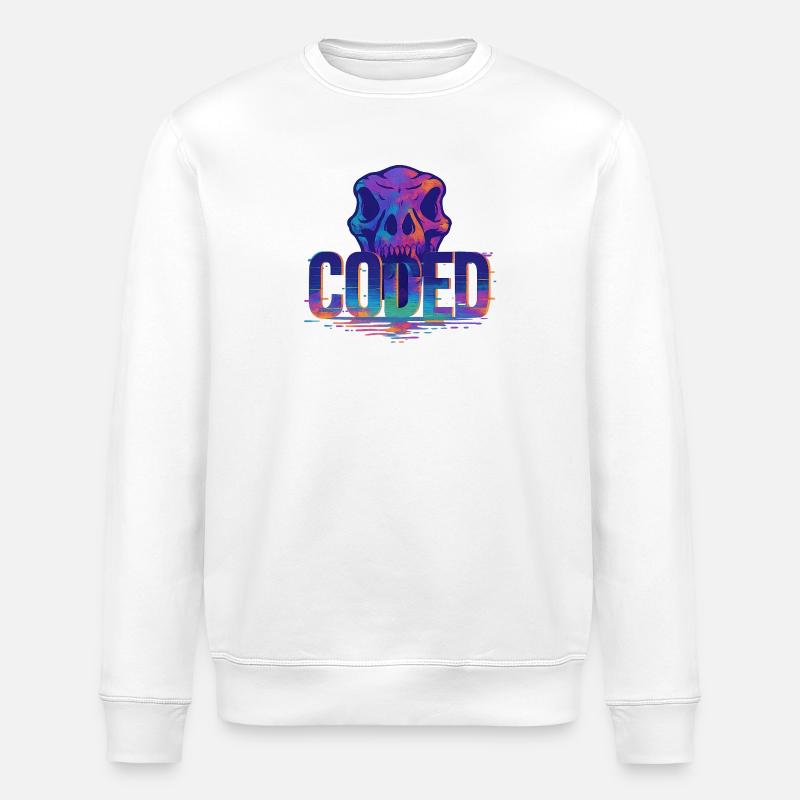 Coded_Dinoarmy - Stanley/Stella ROLLER Unisex Organic Sweatshirt - white