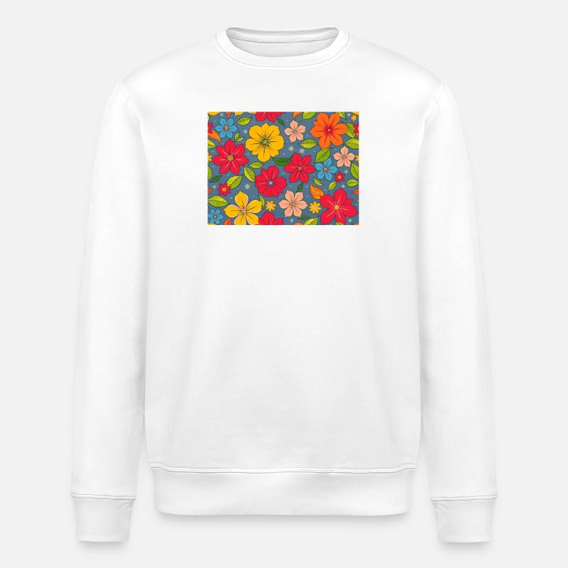 Floral pattern in boho design - Stanley/Stella ROLLER Unisex Organic Sweatshirt - white