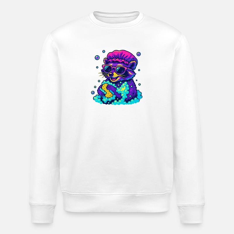 Neon Waschbär - Stanley/Stella Unisex Bio-Sweatshirt ROLLER - Weiß