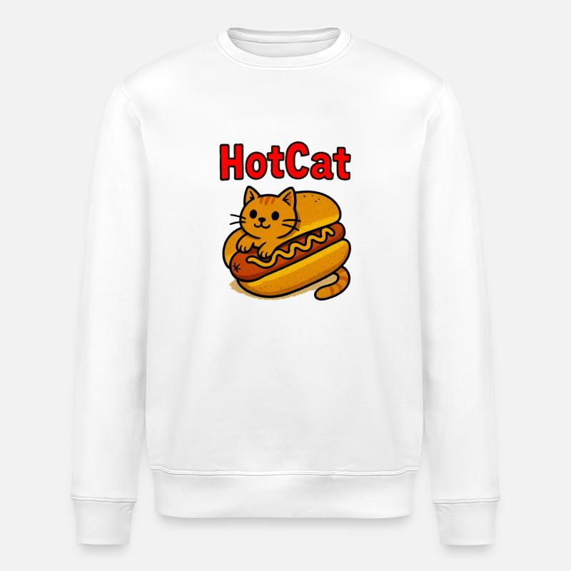 Illustration de hot-dog pour chat chauffé - Sweat bio ROLLER Stanley/Stella Unisexe - blanc