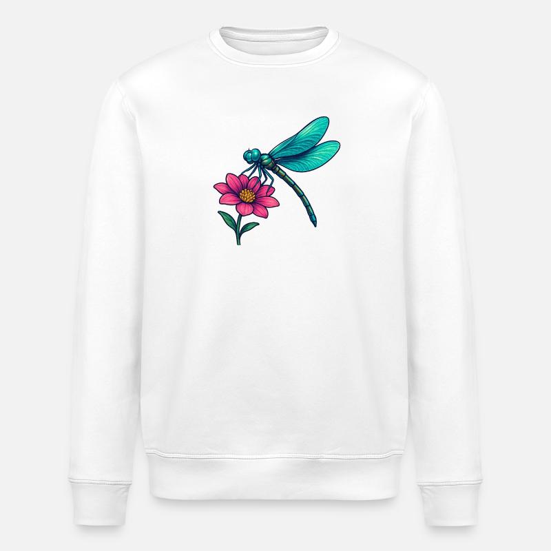 Libelle auf der Blume  - Stanley/Stella Unisex Bio-Sweatshirt ROLLER - Weiß