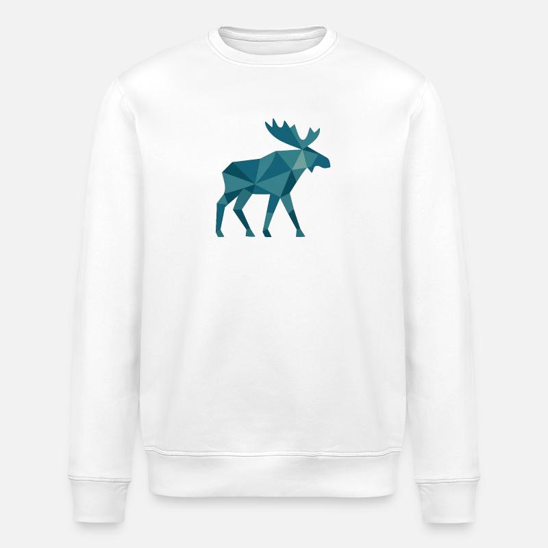 Geometrischer Elch im Polygon-Stil - Stanley/Stella Unisex Bio-Sweatshirt ROLLER - Weiß