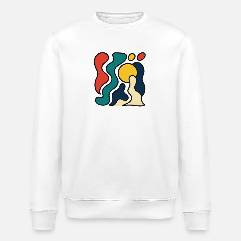 Design abstrait avec soleil jaune - Sweat bio ROLLER Stanley/Stella Unisexe - blanc