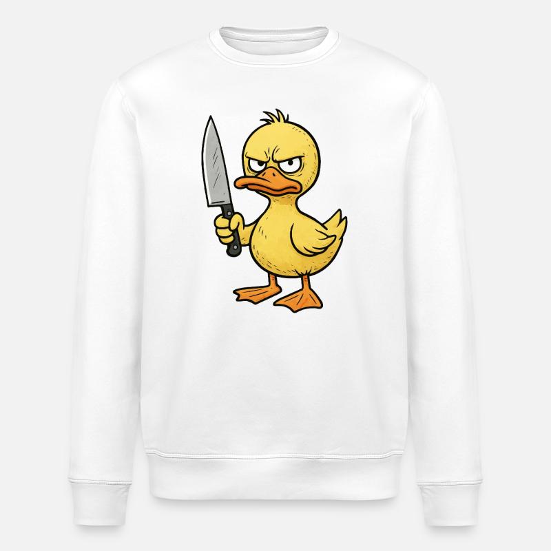 Caneton en colère avec couteau - Sweat bio ROLLER Stanley/Stella Unisexe - blanc