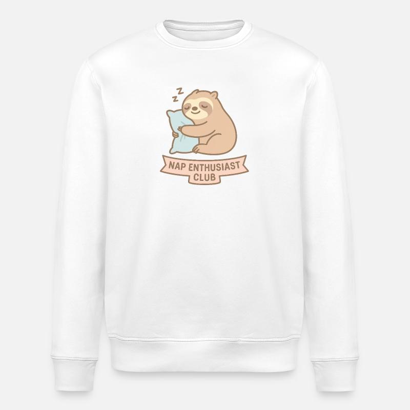 Schlafende Waschbär Illustration - Stanley/Stella Unisex Bio-Sweatshirt ROLLER - Weiß