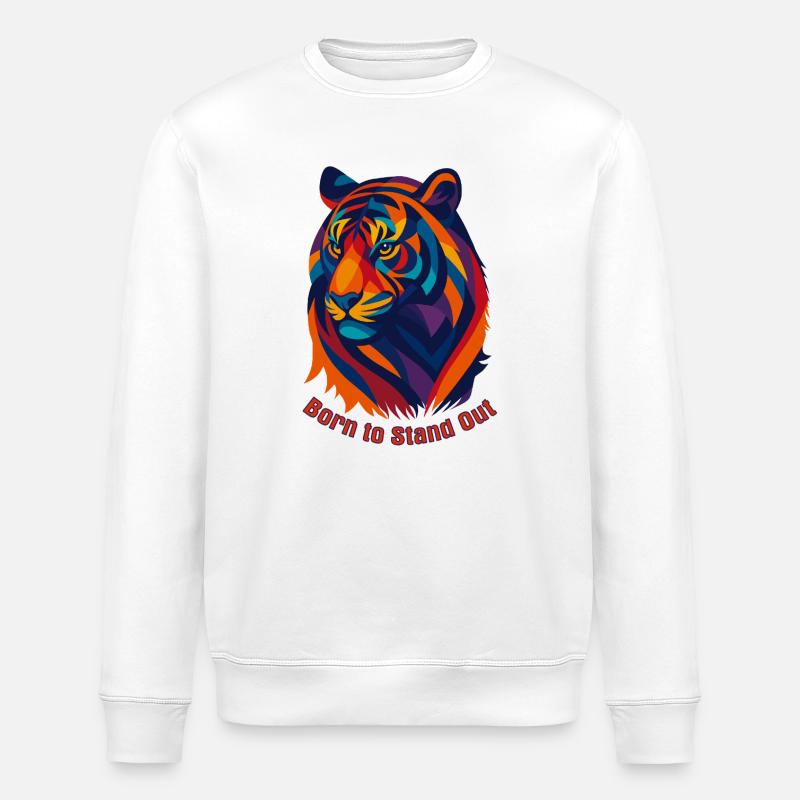 Geometrischer Pop-Art-Tiger - Stanley/Stella Unisex Bio-Sweatshirt ROLLER - Weiß