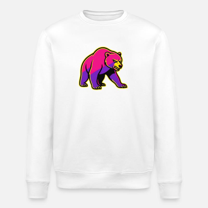 Neon Bär mit Kraft  - Stanley/Stella Unisex Bio-Sweatshirt ROLLER - Weiß