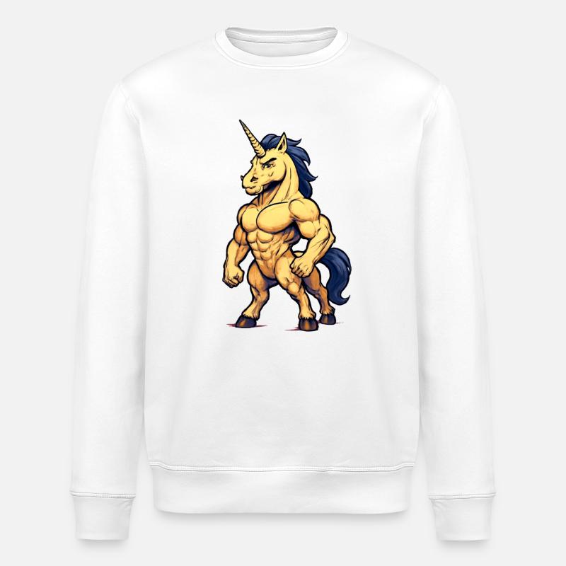 Muskulöses Einhorn - Stanley/Stella Unisex Bio-Sweatshirt ROLLER - Weiß