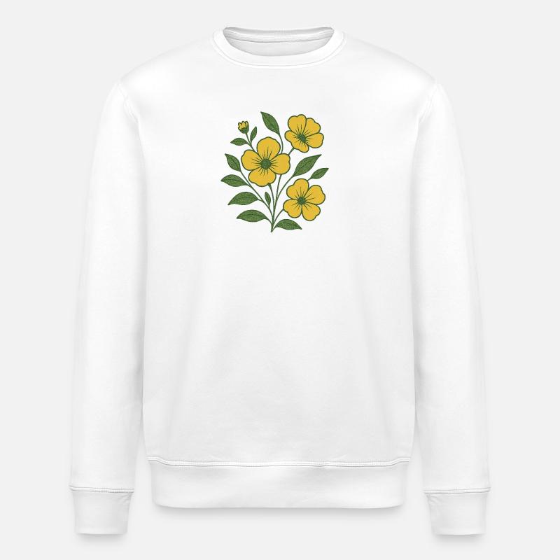 Branche de fleur jaune - Sweat bio ROLLER Stanley/Stella Unisexe - blanc