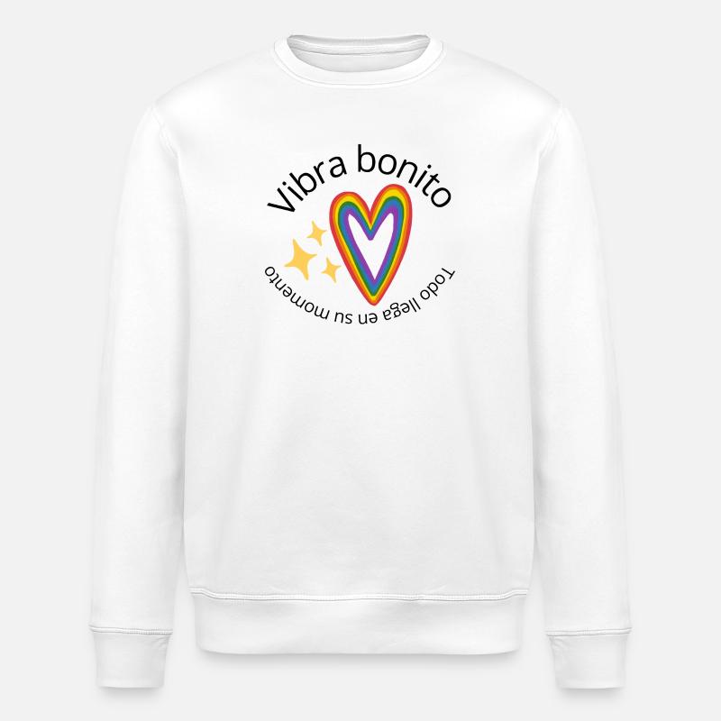 Regenbogen-Herz - Stanley/Stella Unisex Bio-Sweatshirt ROLLER - Weiß