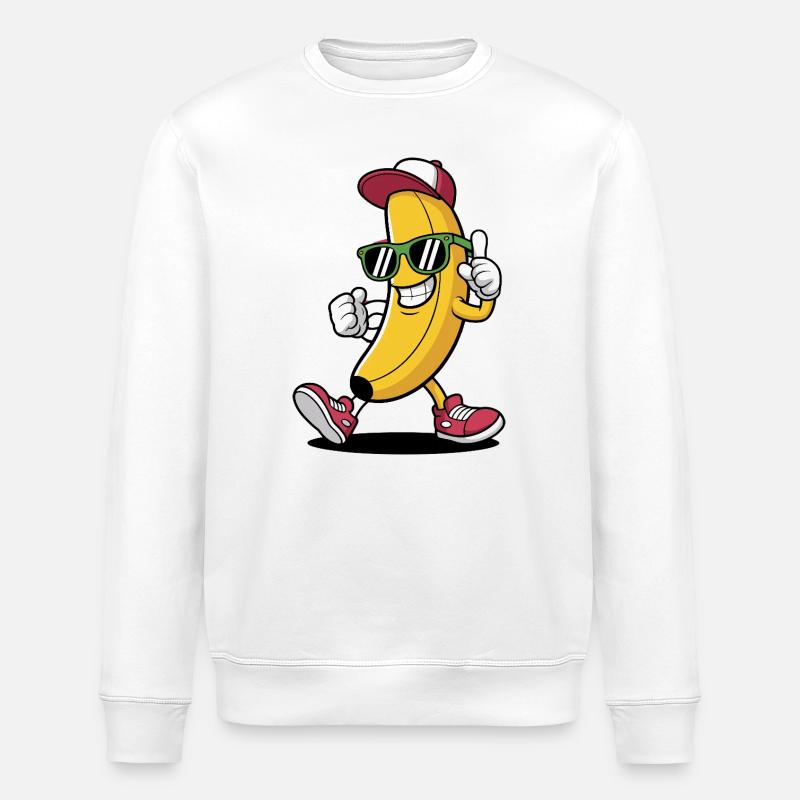 Coole Banane mit Sonnenbrille und Kappe - Stanley/Stella Unisex Bio-Sweatshirt ROLLER - Weiß