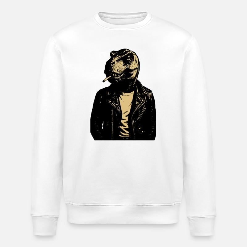 Dino Rebel Lederjacke - Stanley/Stella Unisex Bio-Sweatshirt ROLLER - Weiß