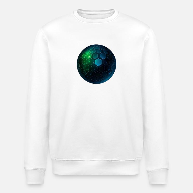 Sphère hexagonale néon - Sweat bio ROLLER Stanley/Stella Unisexe - blanc