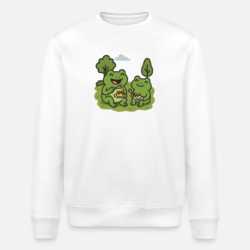 Pudding mit Gabel essen - Frösche - Stanley/Stella Unisex Bio-Sweatshirt ROLLER - Weiß