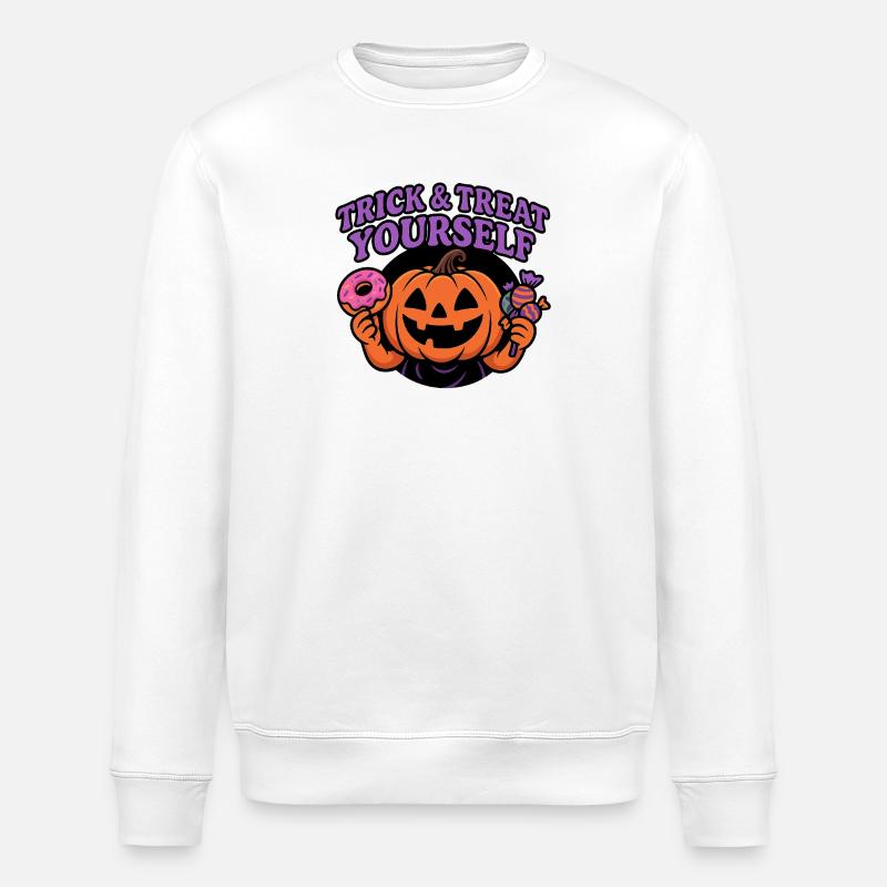 Trick & Treat Yourself Pumpkin - Stanley/Stella Unisex Bio-Sweatshirt ROLLER - Weiß