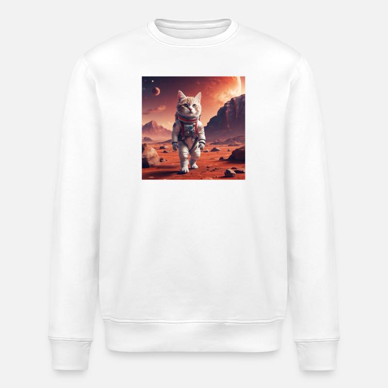 Astronaute chat sur Mars - Sweat bio ROLLER Stanley/Stella Unisexe - blanc
