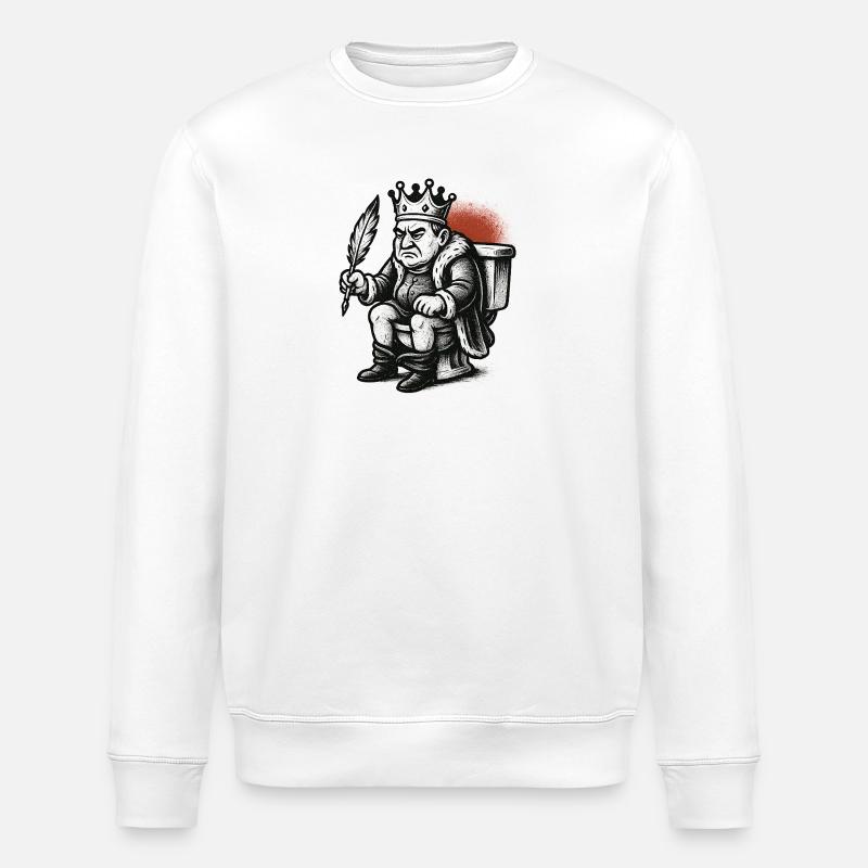 König auf Thron mit Feder - Stanley/Stella Unisex Bio-Sweatshirt ROLLER - Weiß
