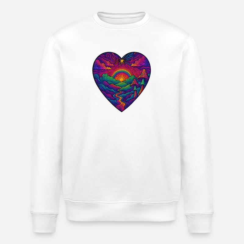 Regenbogenherz Landschaft - Stanley/Stella Unisex Bio-Sweatshirt ROLLER - Weiß