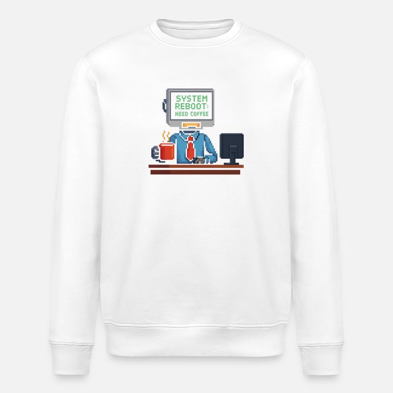 system reboot need coffee - Stanley/Stella Unisex Bio-Sweatshirt ROLLER - Weiß