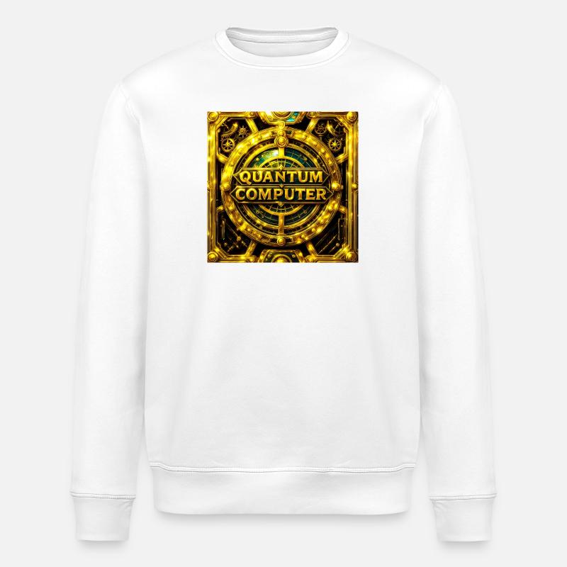 Golden Quantum Computer Emblem - Stanley/Stella ROLLER Unisex Organic Sweatshirt - white