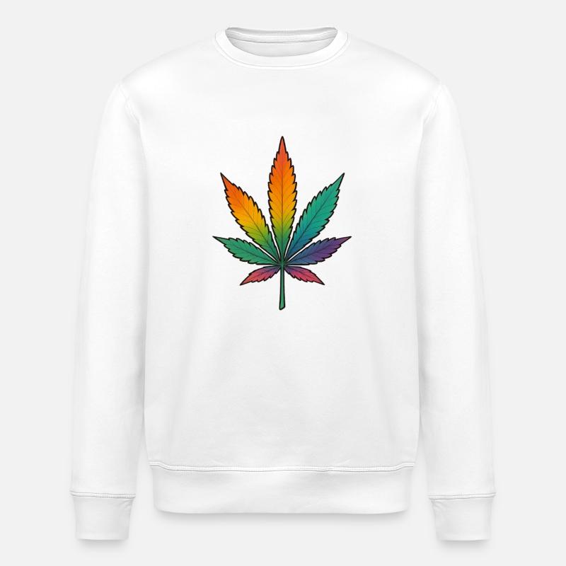 Conception de feuille de cannabis arc-en-ciel - Sweat bio ROLLER Stanley/Stella Unisexe - blanc