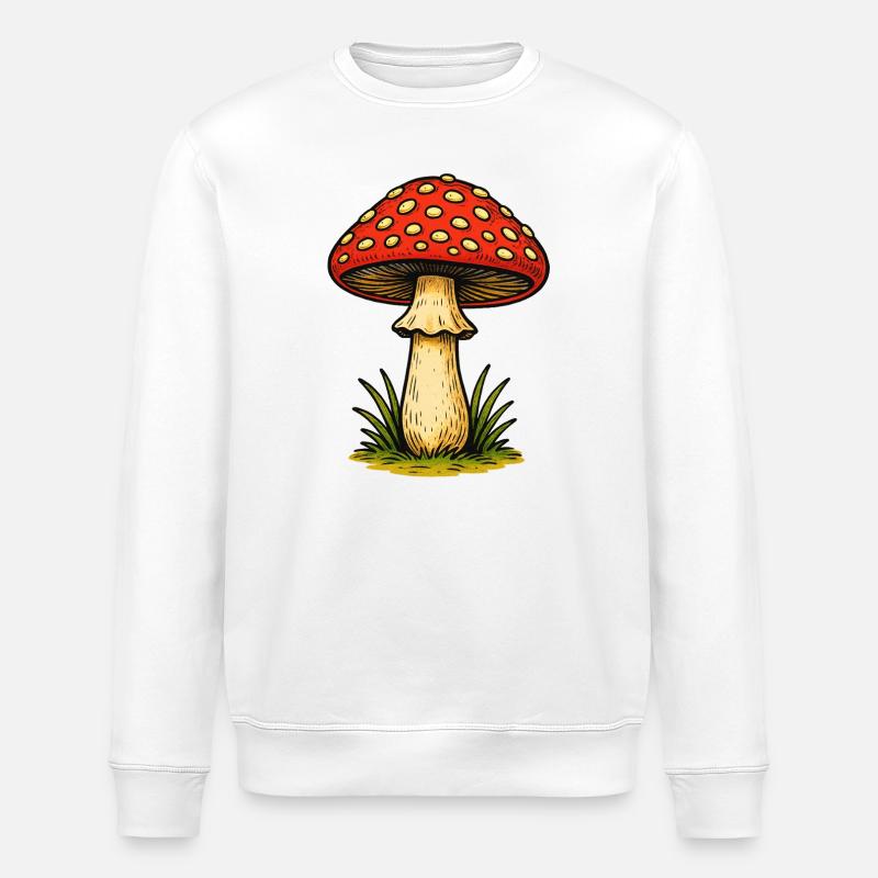 Red Toadstool Retro - Stanley/Stella ROLLER Unisex Organic Sweatshirt - white