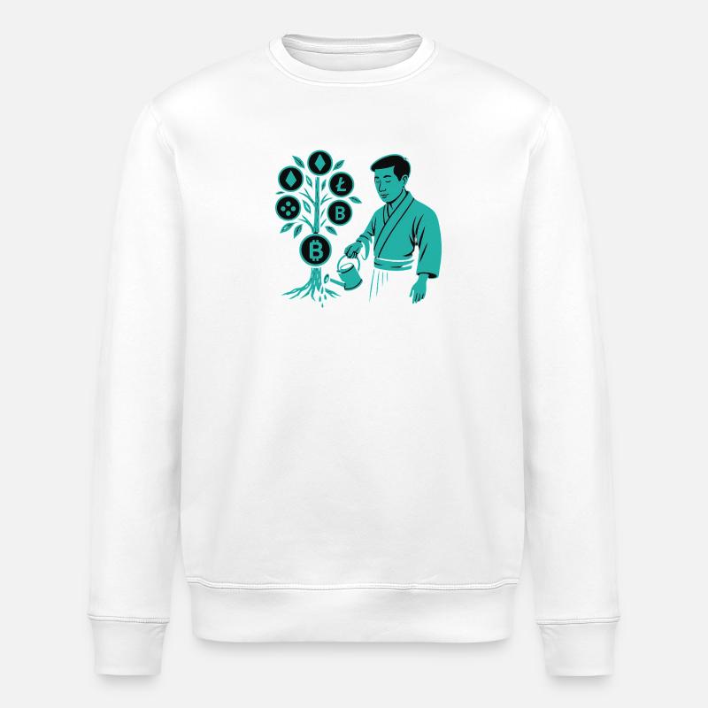 Satoshi-Baum Wurzeln der Krypto-Revolution Bitcoin - Stanley/Stella Unisex Bio-Sweatshirt ROLLER - Weiß