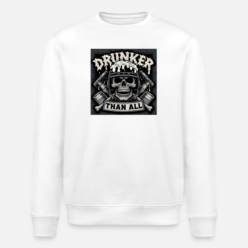Drunker Than All Schädel - Stanley/Stella Unisex Bio-Sweatshirt ROLLER - Weiß