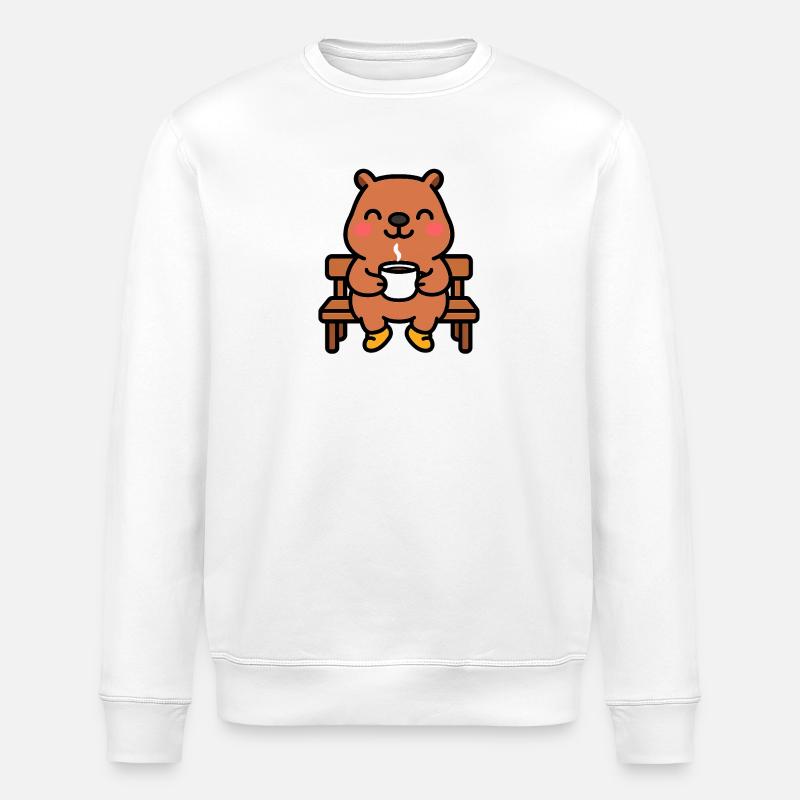 Capybara sur un banc de café - Sweat bio ROLLER Stanley/Stella Unisexe - blanc