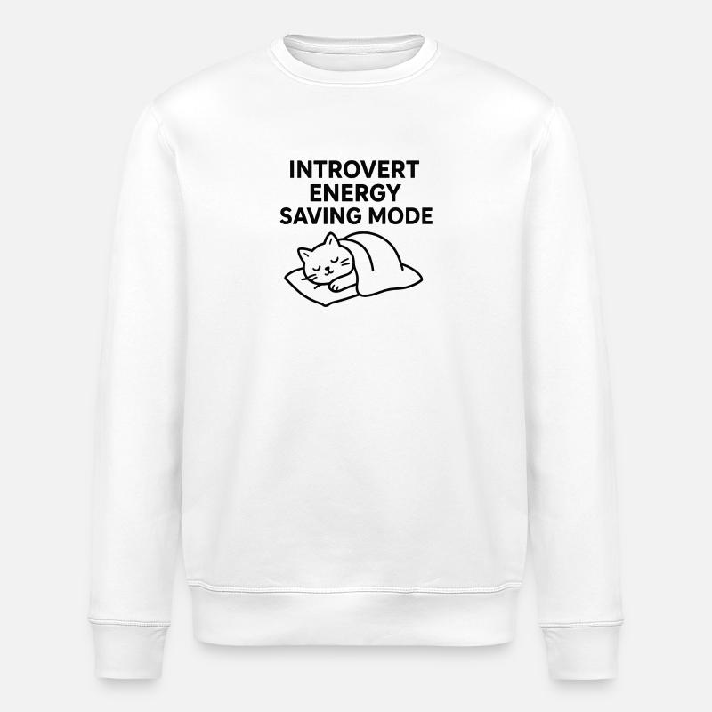 Power saving mode for introverts - Stanley/Stella ROLLER Unisex Organic Sweatshirt - white