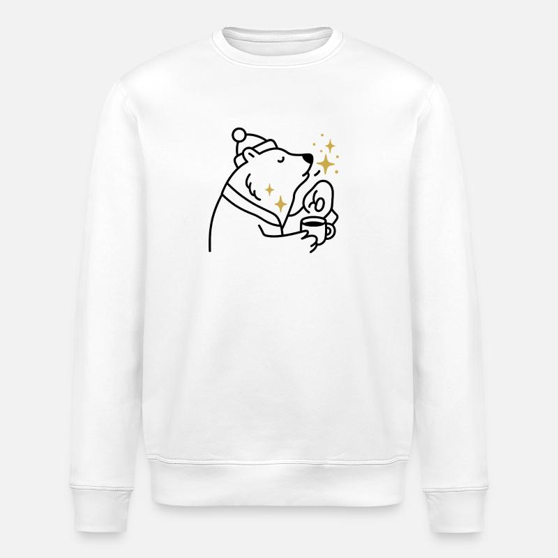 Sternenglitzer Bär Kaffeezauber - Stanley/Stella Unisex Bio-Sweatshirt ROLLER - Weiß