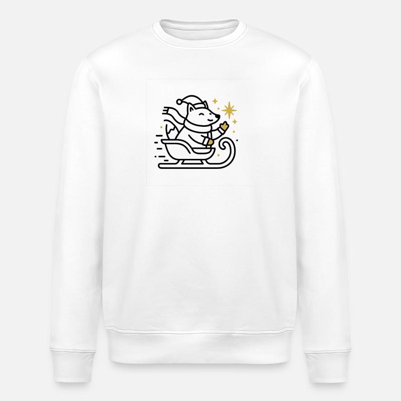 Weihnachtsmaus auf Schlitten - Stanley/Stella Unisex Bio-Sweatshirt ROLLER - Weiß