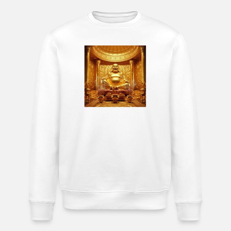 Goldener Buddha Tempel-Szene - Stanley/Stella Unisex Bio-Sweatshirt ROLLER - Weiß
