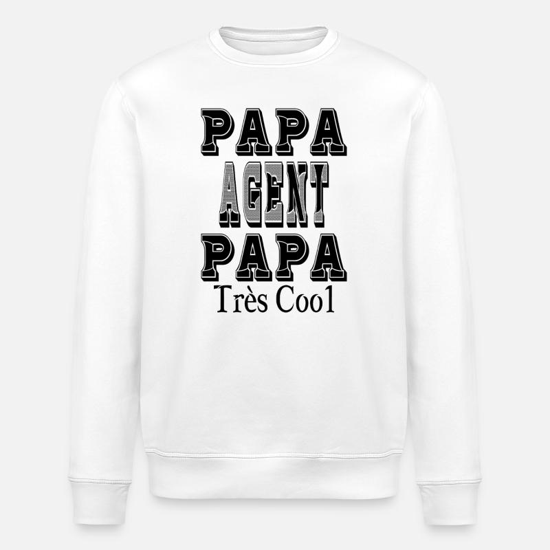 Papa Agent Papa sehr cool - Stanley/Stella Unisex Bio-Sweatshirt ROLLER - Weiß
