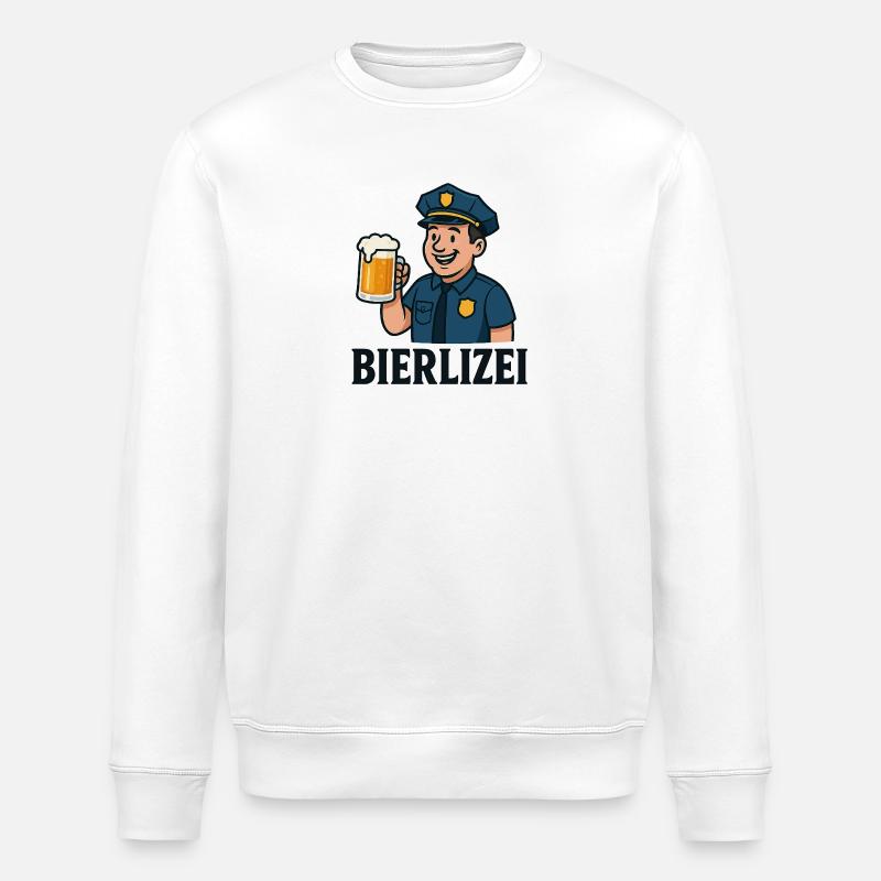 Polizei Bierheld Cartoon BIER - Stanley/Stella Unisex Bio-Sweatshirt ROLLER - Weiß