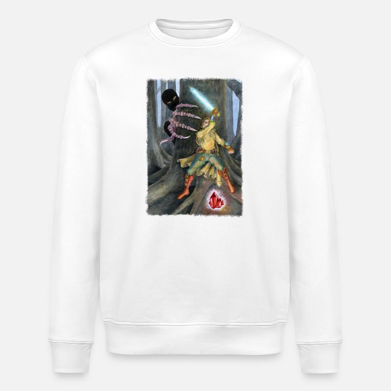Fantasy Hero Battling Shadow Creature - Stanley/Stella ROLLER Unisex Organic Sweatshirt - white