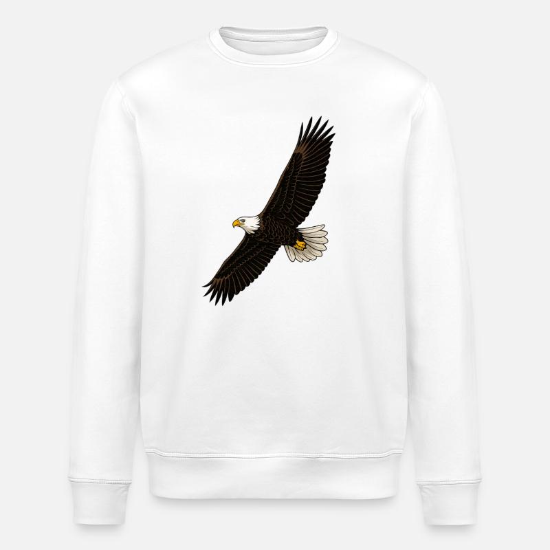 Eagle in Flight Distinct Graphics - Stanley/Stella ROLLER Unisex Organic Sweatshirt - white