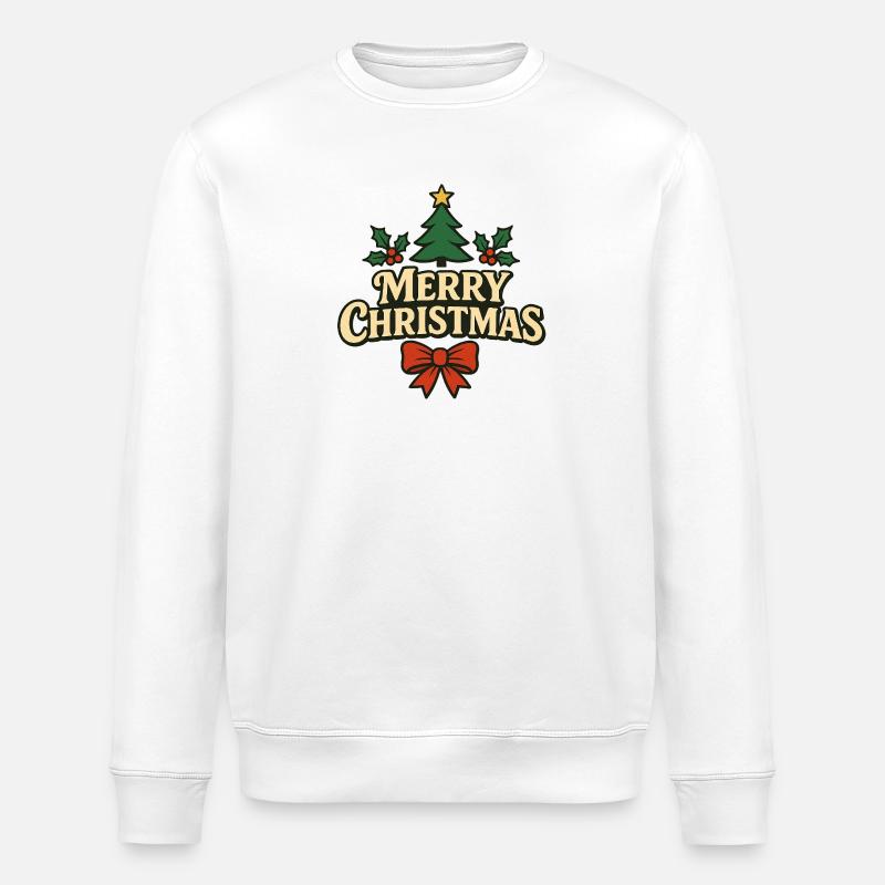 Merry Christmas Baum Schleife - Stanley/Stella Unisex Bio-Sweatshirt ROLLER - Weiß
